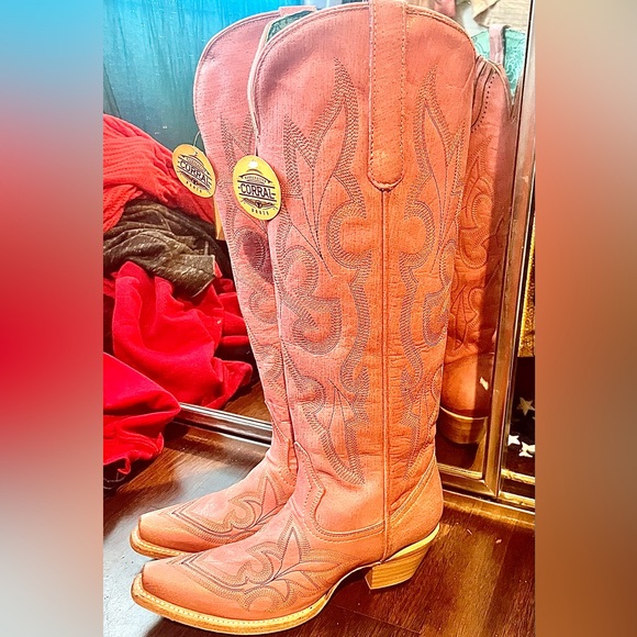 New Women’s Corral Tall Pink Embroidery Cowboy Boots - size 7.5 - Picture 7 of 7
